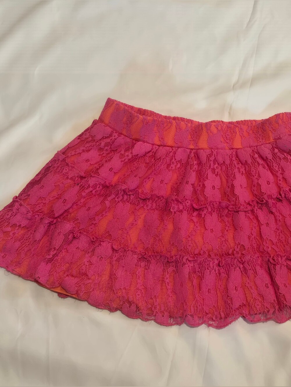 Piper Pink and Orange Lace-Trim Mini Skirt